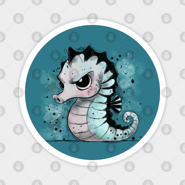 Grumpy Seahorse Magnet by H. R. Sinclair